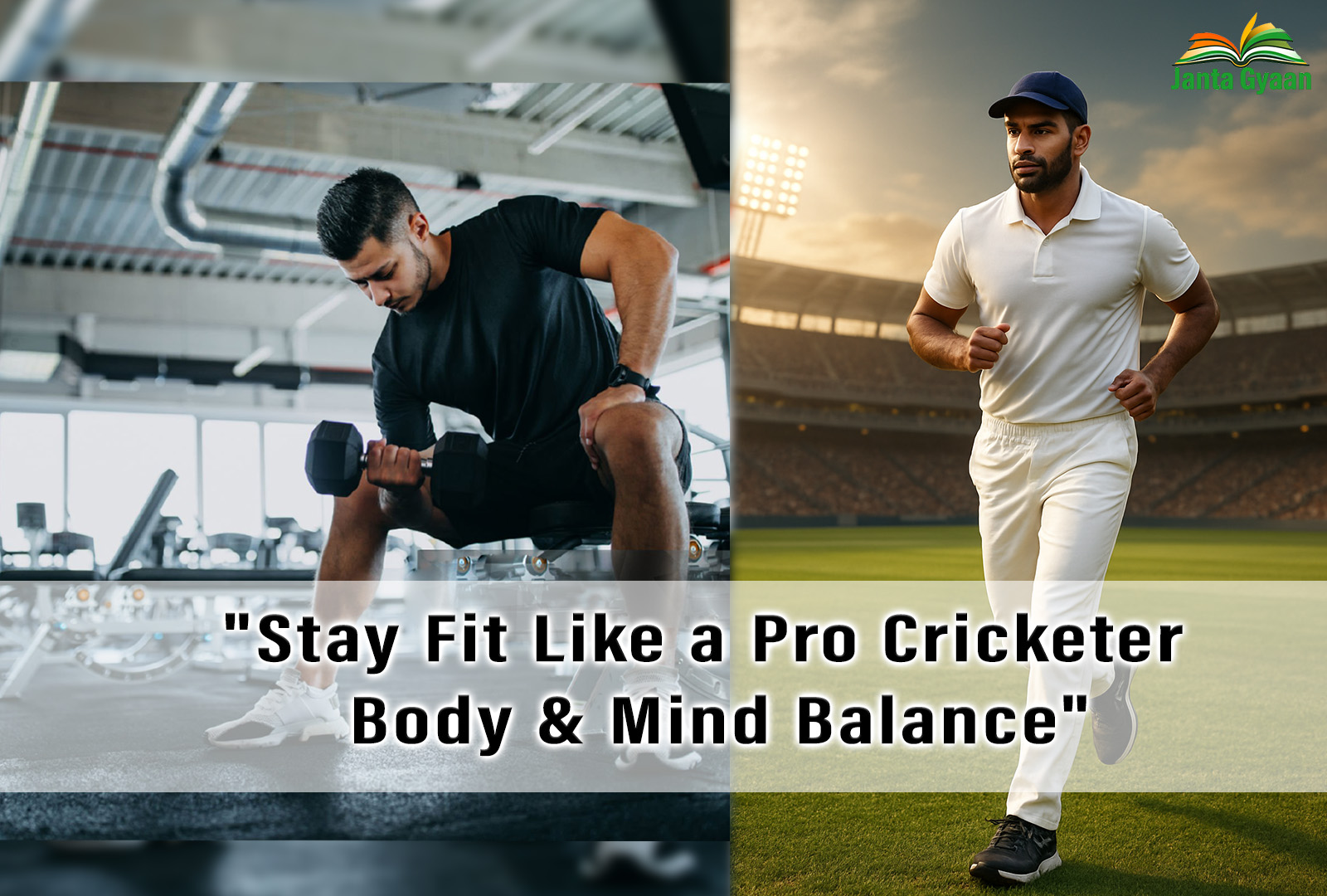 "A professional cricketer jogging on the field during training, symbolizing how to stay fit in cricket through body and mind balance.