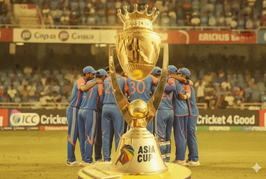 Asia Cup 2025 Trophy in Dubai Cricket Stadium