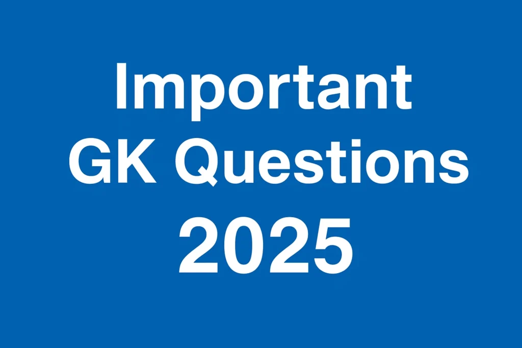 Important GK Questions Hindi English 2025